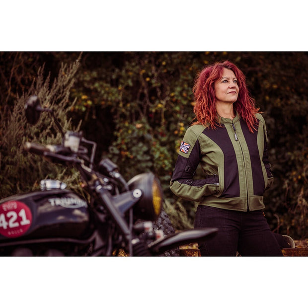 MotoGirl Jodie Mesh Jacket - Khaki Green