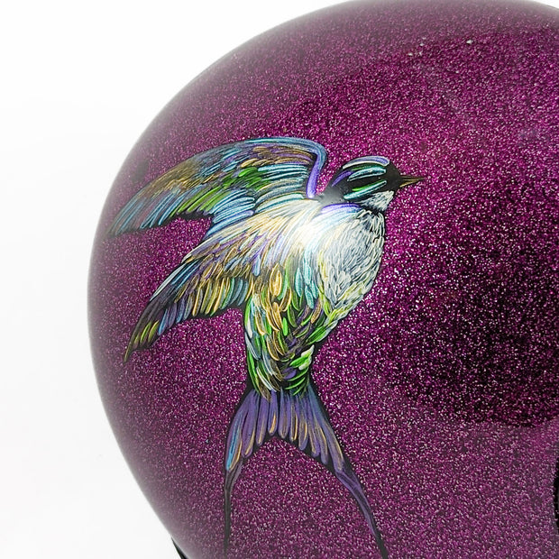 hand-painted-humming-bird-on-purple-metal-flake-helmet