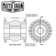 Moto Iron Chrome Front 40 Spoke Spool Hub
