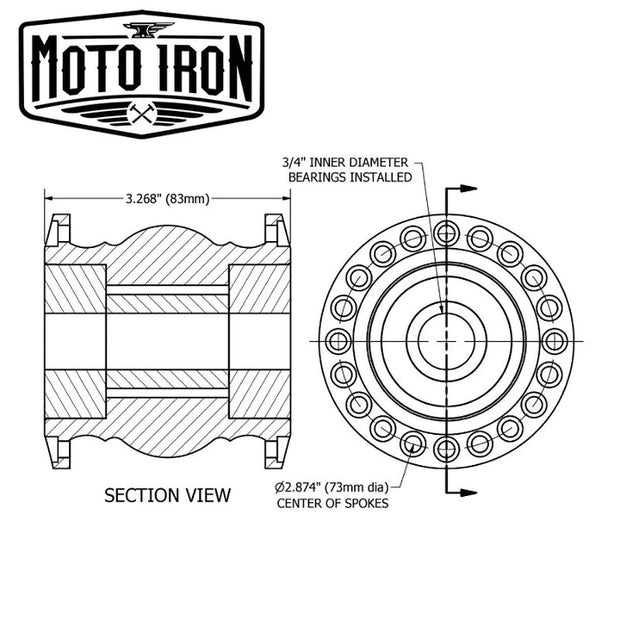 Moto Iron Chrome Front 40 Spoke Spool Hub