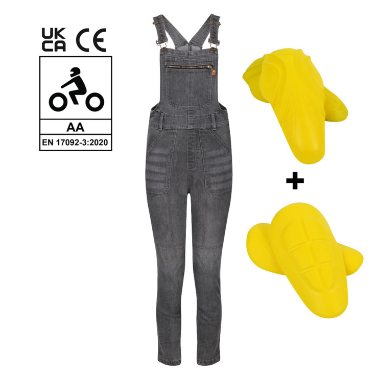 MotoGirl Daisy Dungaree Riding Pants - Grey