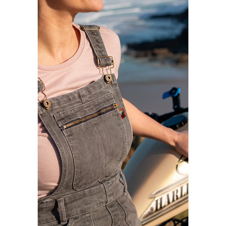 MotoGirl Daisy Dungaree Riding Pants - Grey
