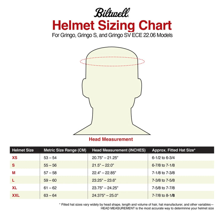 Biltwell size chart