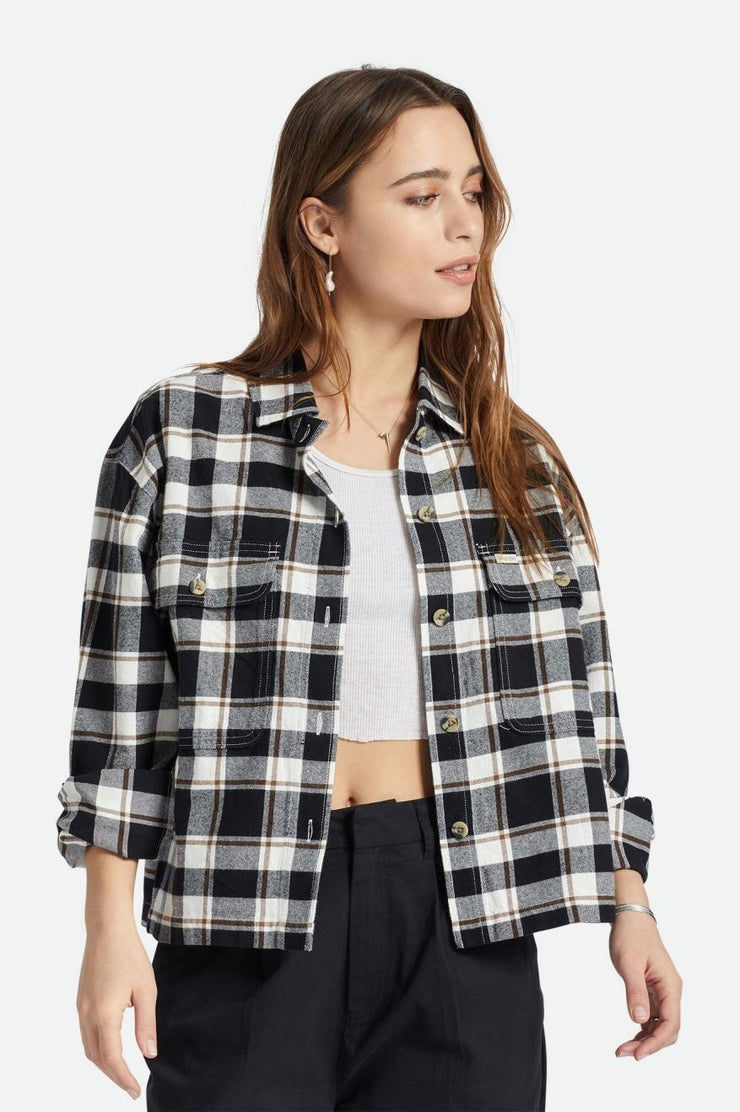 CLOSEOUT - Brixton Womens Bowery Lightweight Flannel - Black/Off White