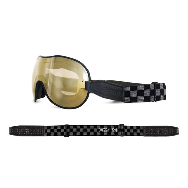 Ethen Cafe Racer Goggles - Black/Grey Checker Photochromatic Lens