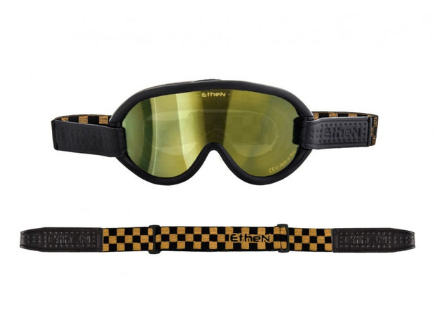 Ethen Scrambler Goggles - Black/Gold Checkered Photochromatic Lens