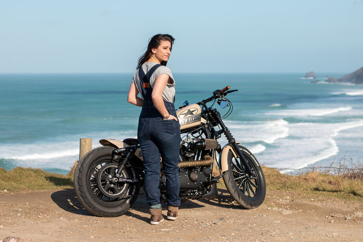 MotoGirl Daisy Dungaree Riding Pants - Blue