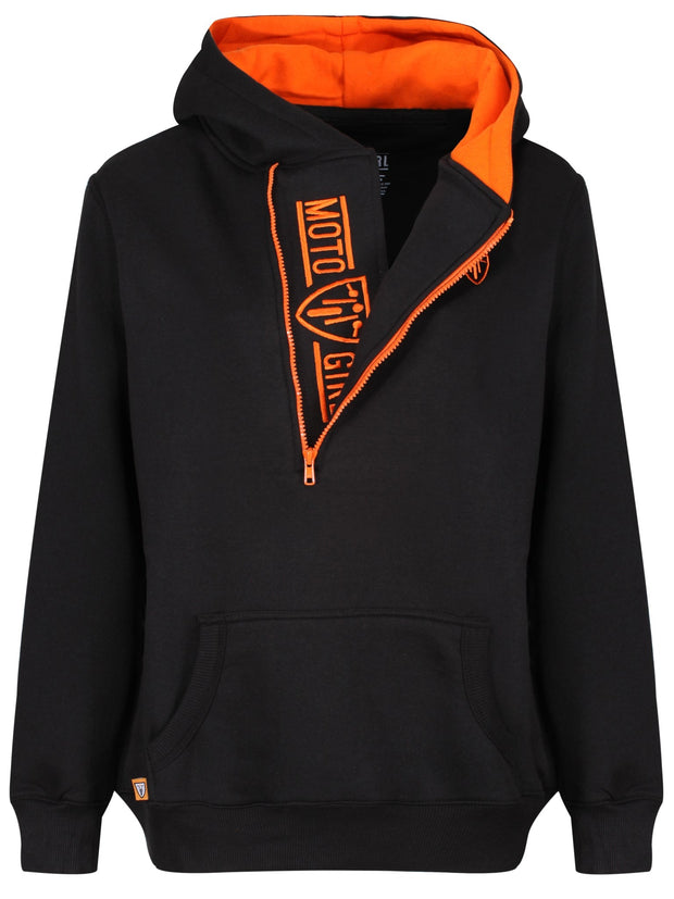 MotoGirl Helmet Hoodie - Black/Orange