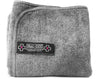 Folded grey Muc-Off Premium Microfibre Polishing Cloth on a white background