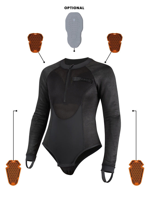 Pando Moto BIA BLACK – Women’s Protective Motorcycle Base Layer / Bodysuit