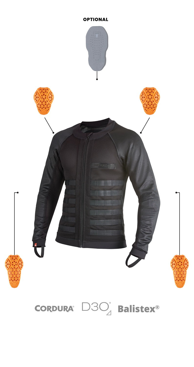 Pando Moto COMMANDO UH BLACK Men’s Light-Weight Motorcycle Jacket