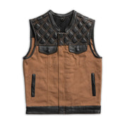 canvas-motorcycle-vest-with-quilted-leather-shoulders-front-view
