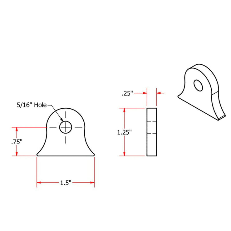 TC Bros Weld On Steel Mounting Tab Style 6