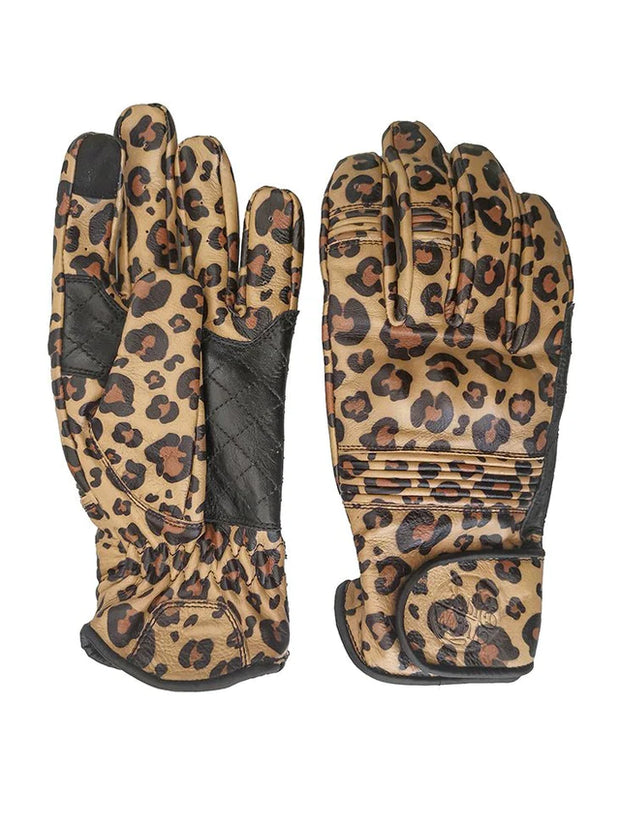 Black Arrow Queen Bee Motorcycle Gloves - Leopard