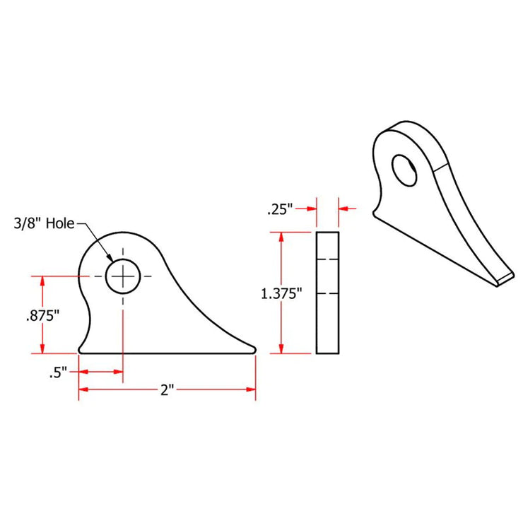 TC Bros Weld On Brake Stay Mounting Tab
