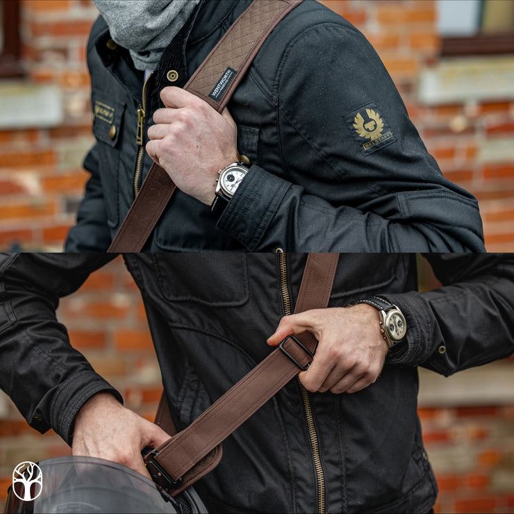 Wentworth Moto Sling helmet carry strap in brown