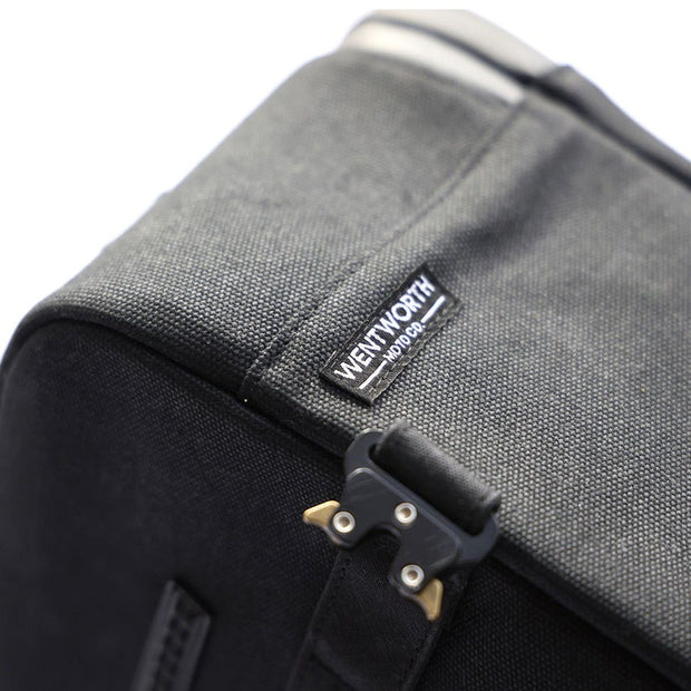wentworth moto waxed canvas switchback tail bag and backpack base