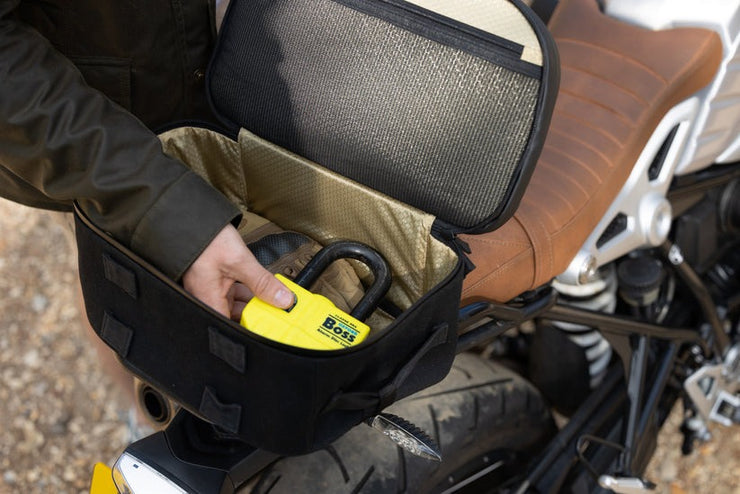 wentworth moto waxed canvas switchback tail bag and backpack storage