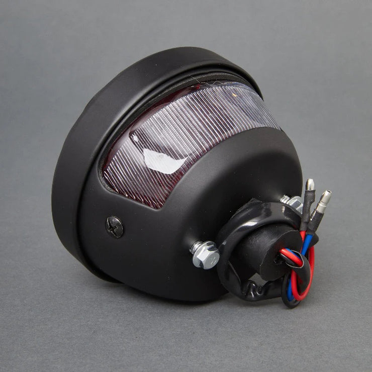 TJ Brutal Customs Motorcycle Tail Light - Satin Black Finned LED 12V