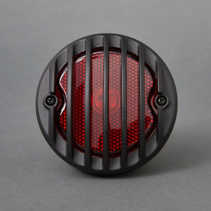 TJ Brutal Customs Motorcycle Tail Light - Satin Black Finned LED 12V