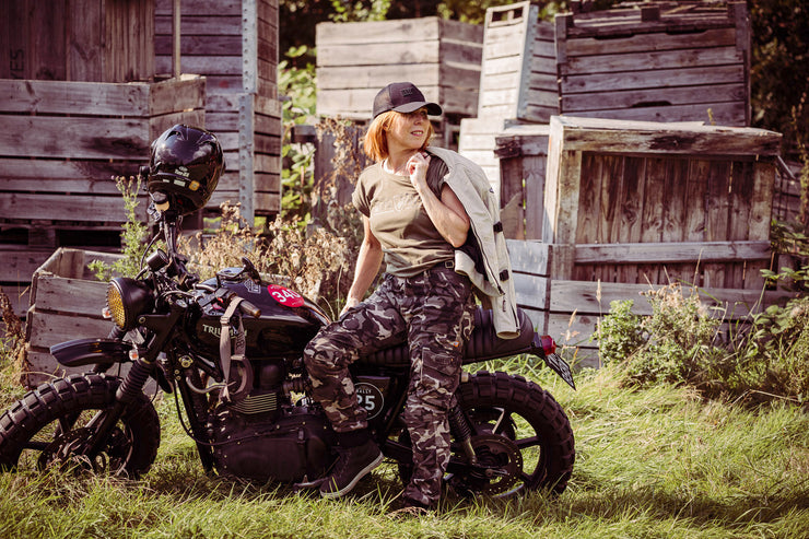 MotoGirl Lara Cargo Riding Pants - Camo