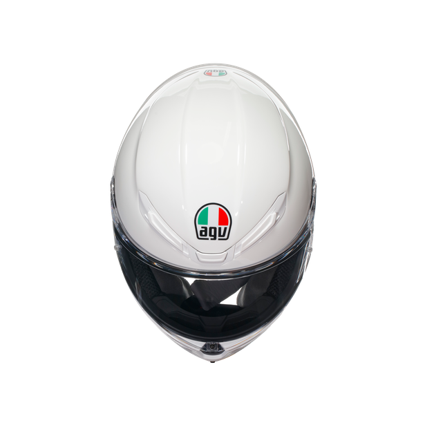 top-view-of-gloss-white-agv-k6-s-motorcycle-helmet