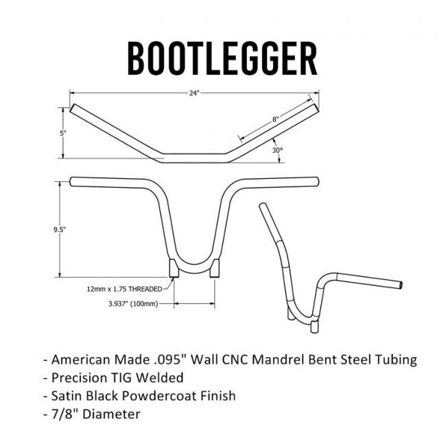 TC Bros. 7/8" Bootlegger Handlebars - Black