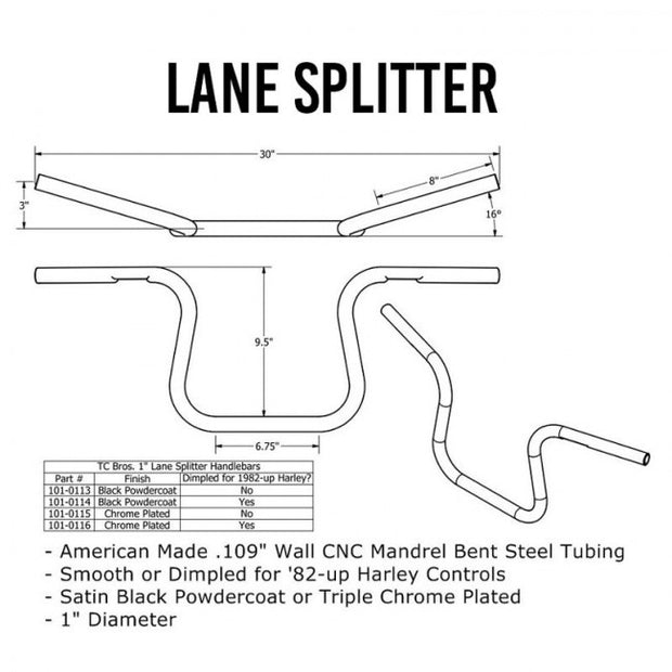 TC Bros. 1" Lane Splitter™ Handlebars