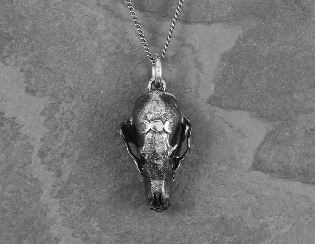 Bat Skull Necklace - Silver