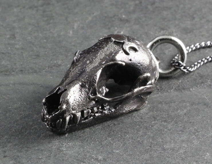 Bat Skull Necklace - Silver