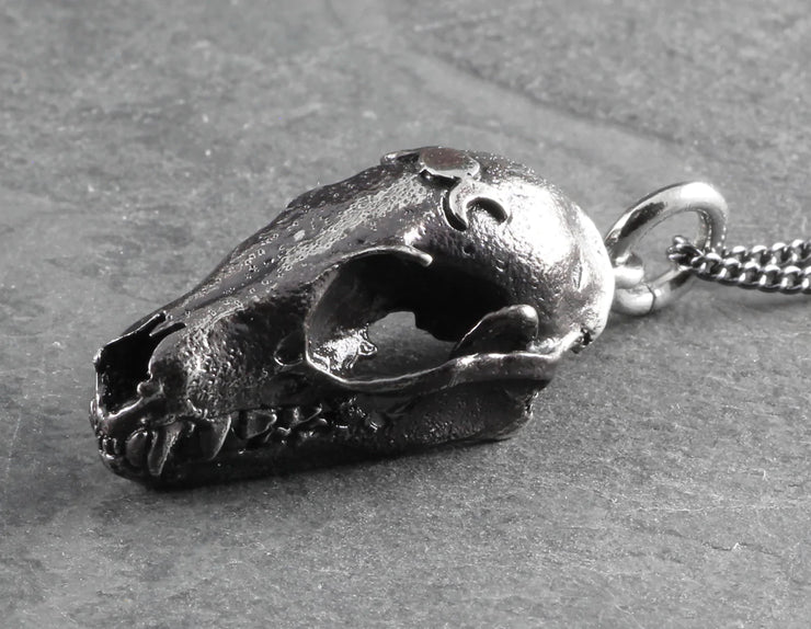 Bat Skull Necklace - Silver