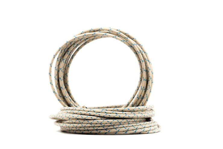 Prism Supply Co Vintage Cloth Covered 16g Electrical Wire - White/Blue Tracers