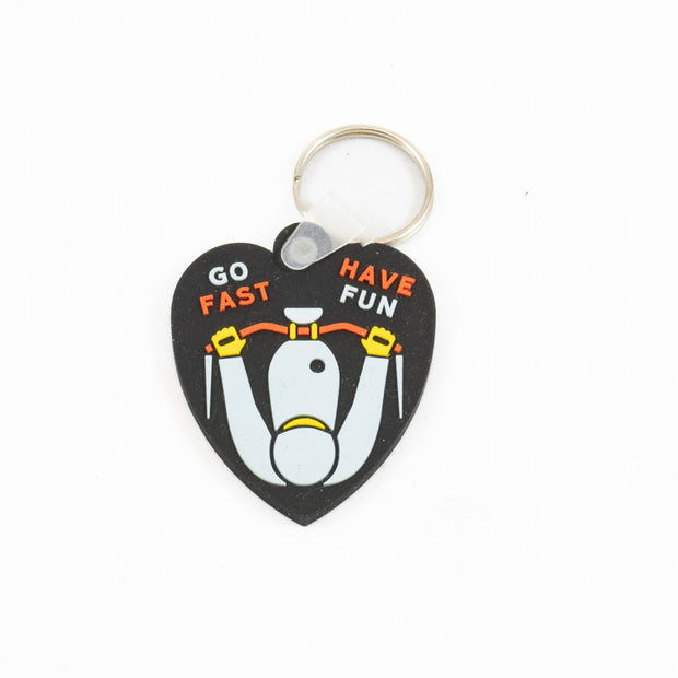 Go Fast Heart Rubber Keychain
