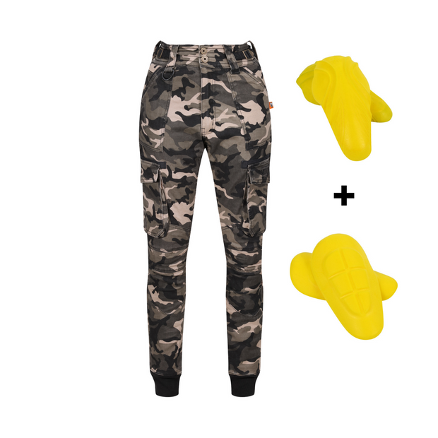 womens-camo-cargo-motorcycle-pants-with-yellow-armour