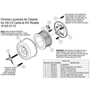 TC Bros. Chrome Louvered Air Cleaner for HD CV Carbs & EFI