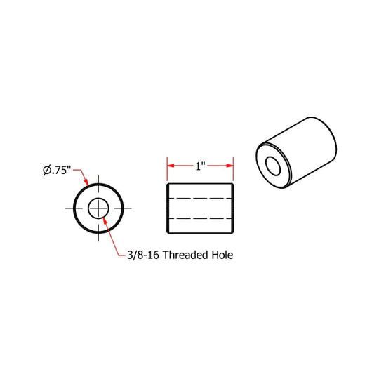 TC Bros 3/8-16 Threaded 1" Long Steel Bung