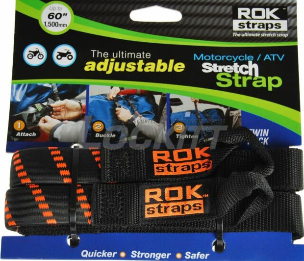ROK Adjustable Motorcycle Stretch Straps (Twin Pack)