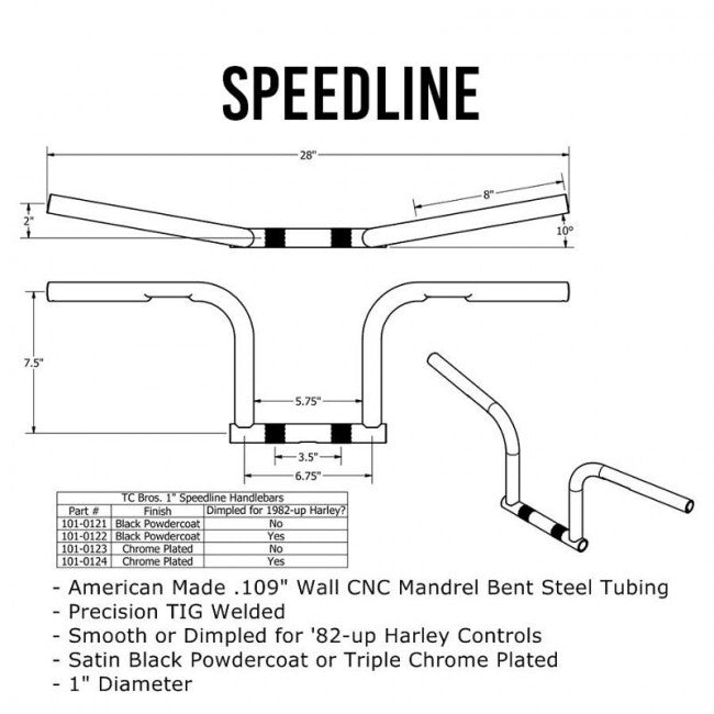 TC Bros. 1" Speedline Handlebars