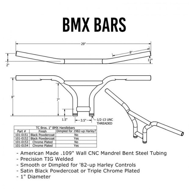 TC Bros BMX Handlebars 1"