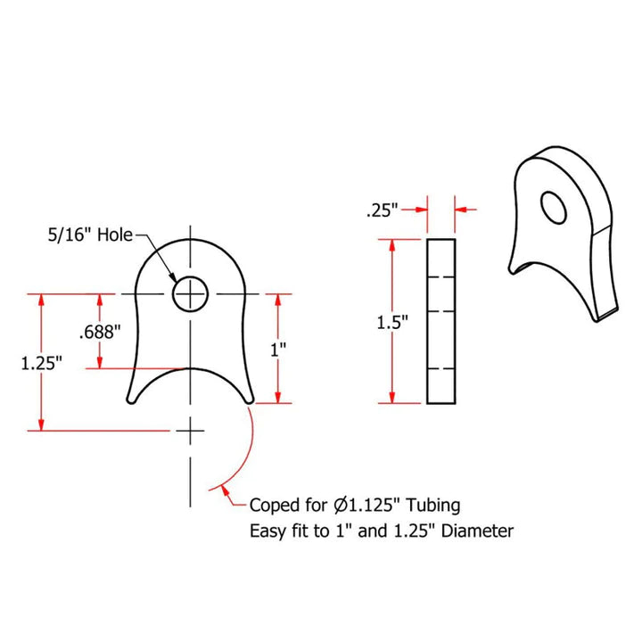 TC Bros Weld-On Steel Mounting Tabs Vintage Style 10