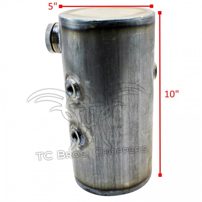 TC Bros 5 inch Round Chopper Oil Tank Flat Ends Universal Fit