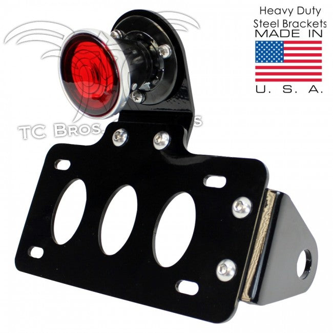 TC Bros.2 Inch Round Bobber Side Mount Tail Light/License Plate Bracket