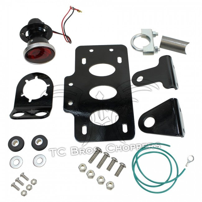 TC Bros.2 Inch Round Bobber Side Mount Tail Light/License Plate Bracket