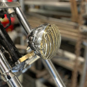 TJ Brutal Customs Headlight Polished Aluminum with Brass Grill