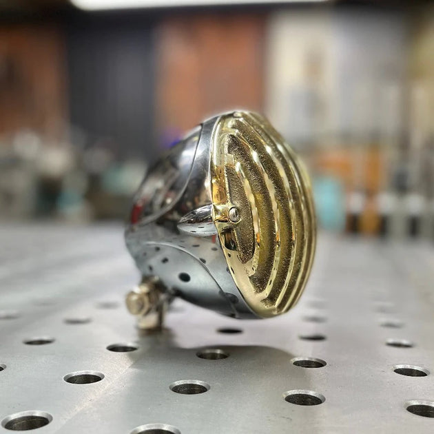 TJ Brutal Customs Headlight Polished Aluminum with Brass Grill – Perth ...