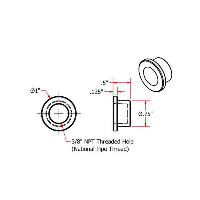 TC Bros 3/8" NPT Steel Weld-In Petcock Bung