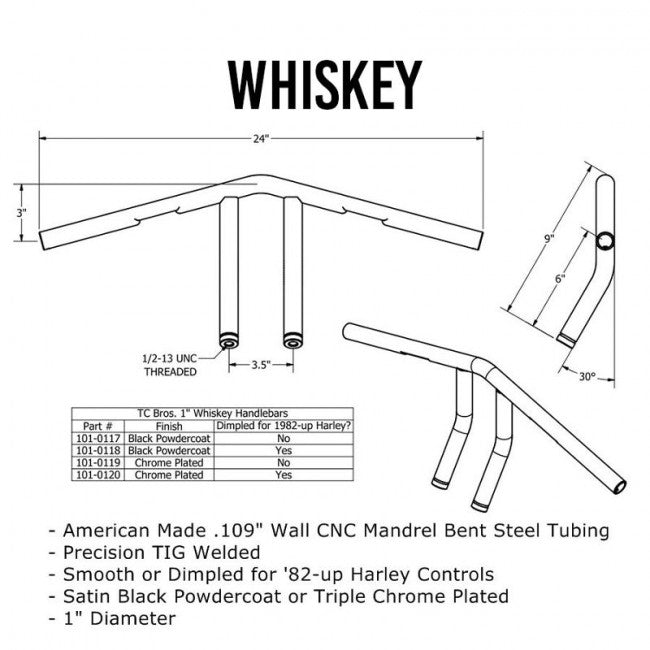 TC Bros. 1" Whiskey Handlebars