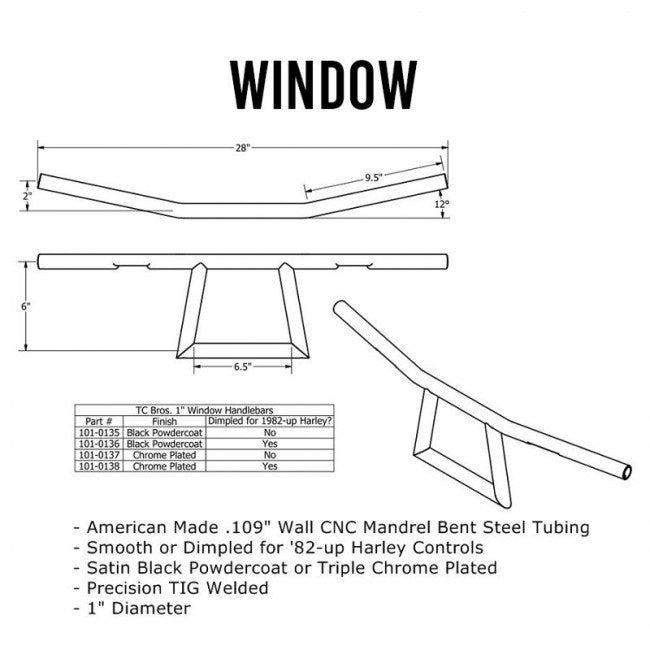 TC Bros. 1" Window Handlebars
